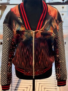 Attyre Multicolor Bomber Jacket with Black & Red Accents